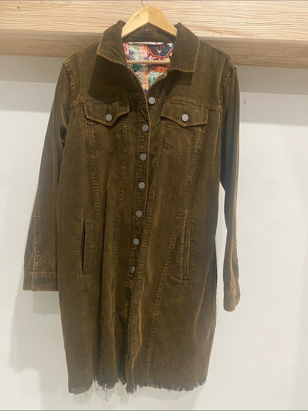 BOHEMIAN Women's Long Brown Denim Trench Jacket - Button-Front